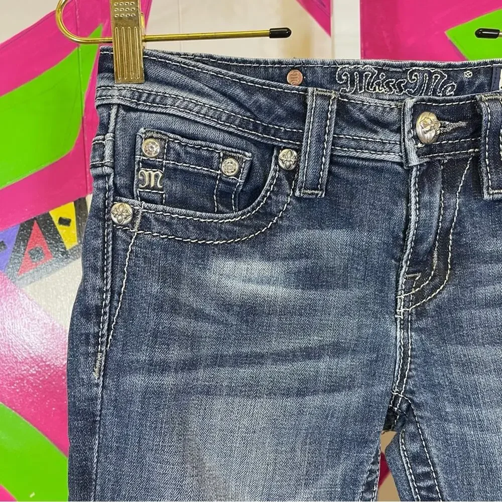 Miss Me, Girls Denim Glitzy Capris. Size 14. In excellent condition!